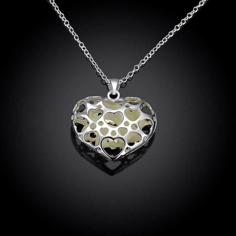 Wholesale Romantic Silver Heart Necklace TGLP116 0