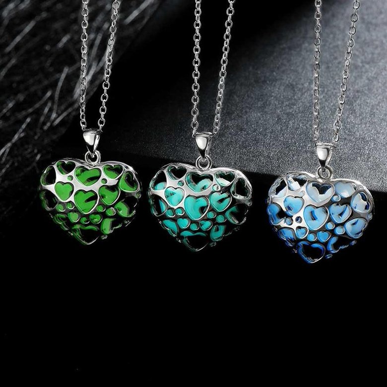 Wholesale Romantic Silver Heart Necklace TGLP116 2