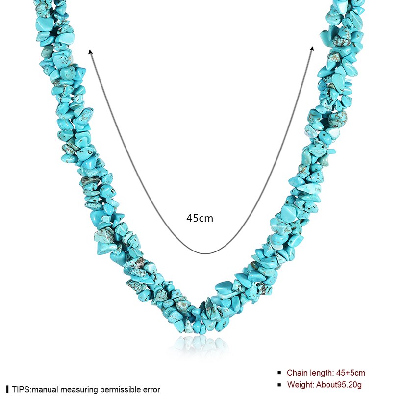 Wholesale Vintage Geometric Blue Crystal Necklace TGNSP058 0
