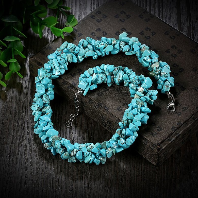 Wholesale Vintage Geometric Blue Crystal Necklace TGNSP058 1