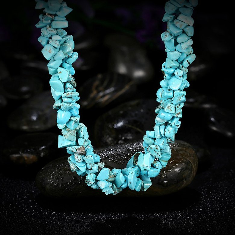 Wholesale Vintage Geometric Blue Crystal Necklace TGNSP058 3