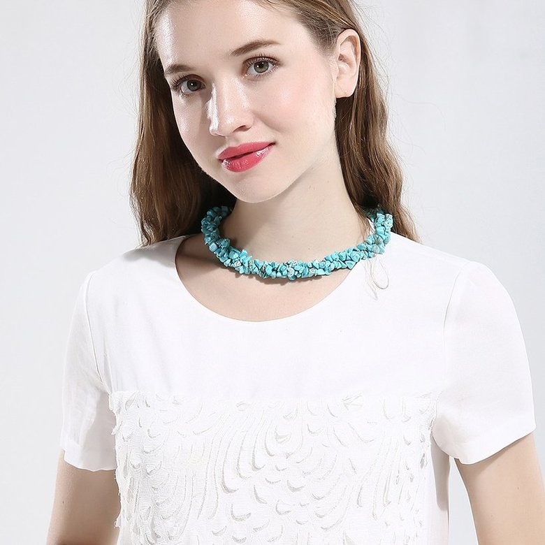 Wholesale Vintage Geometric Blue Crystal Necklace TGNSP058 4