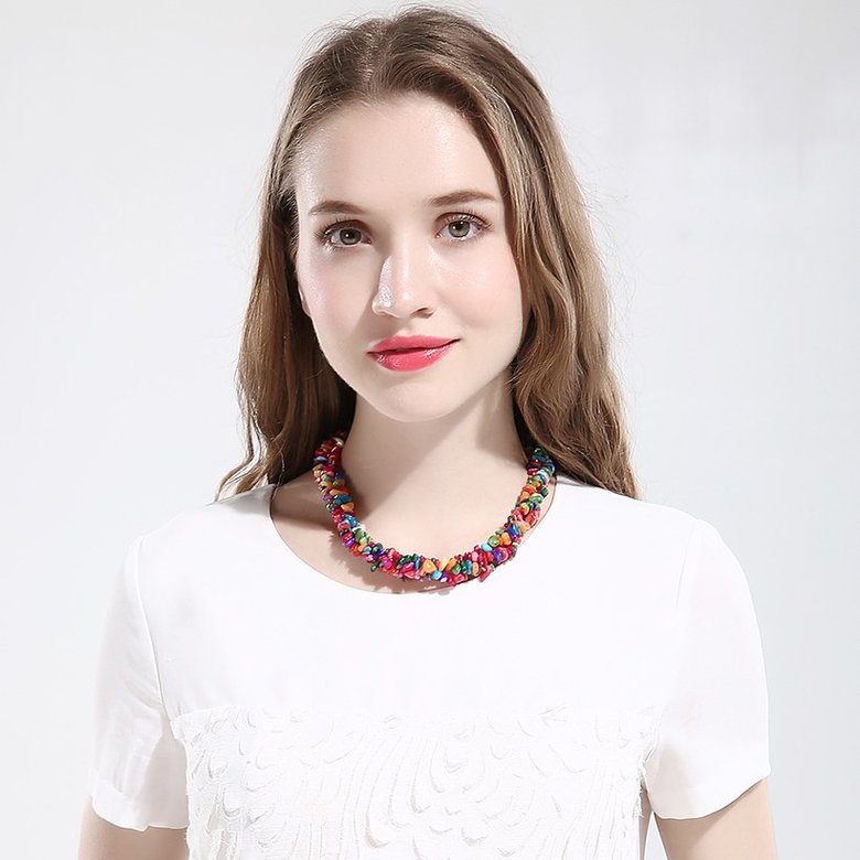 Wholesale Vintage Geometric Multicolor Crystal Necklace TGNSP002 4