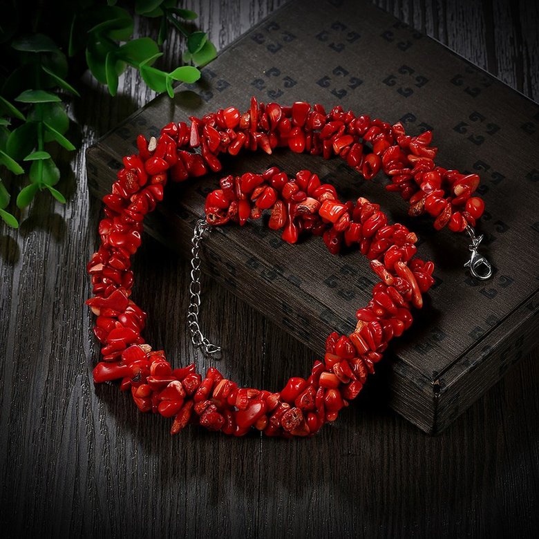 Wholesale Vintage Geometric Red Crystal Necklace TGNSP075 1