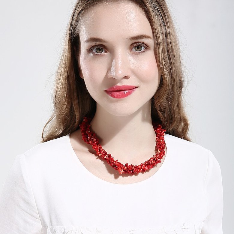 Wholesale Vintage Geometric Red Crystal Necklace TGNSP075 4