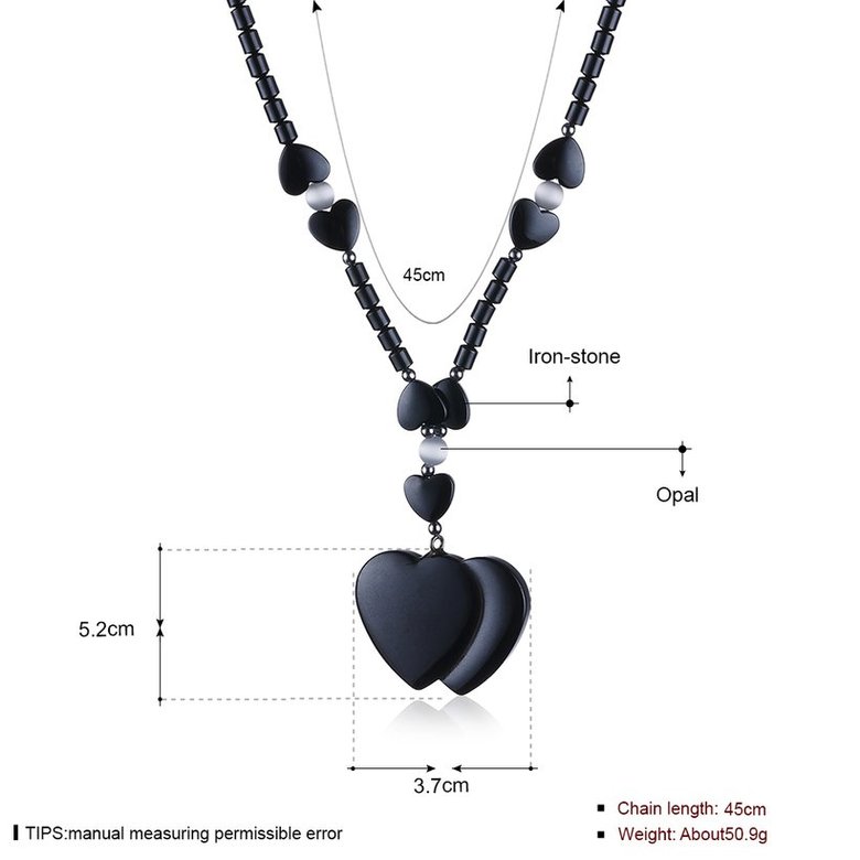 Wholesale Vintage Rhodium Heart Semi-precious Stone Necklace TGNSP020 0