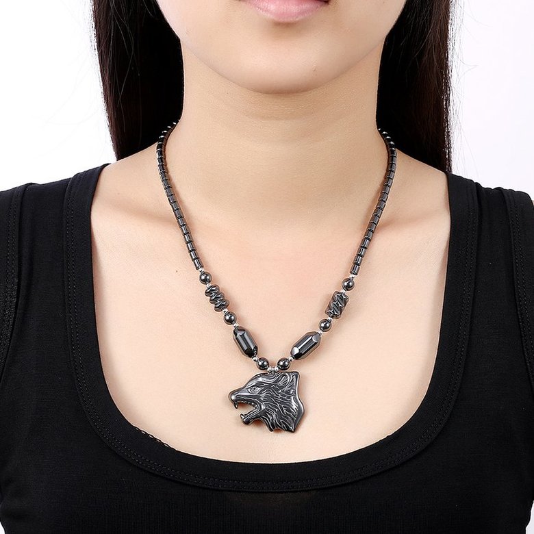 Wholesale Vintage Rhodium Animal Stone Necklace TGNSP027 4