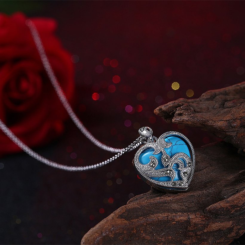 Wholesale Fashion Platinum Heart Kallaite Necklace TGNSP005 1