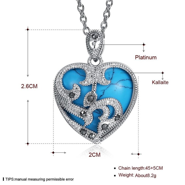 Wholesale Fashion Platinum Heart Kallaite Necklace TGNSP005 3