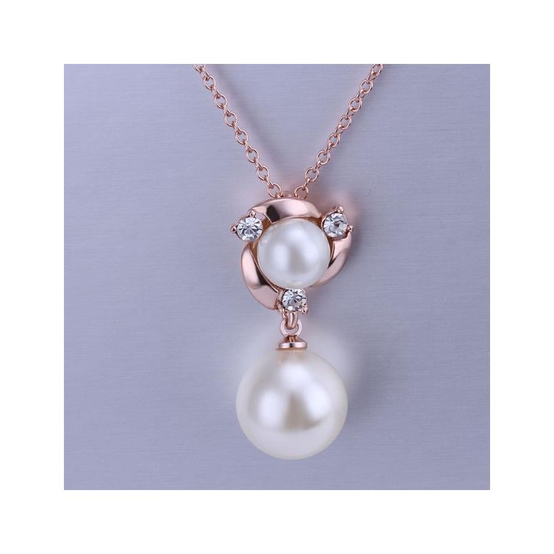 Wholesale Classic Rose Gold Plant Pearl Necklace TGPP060 1