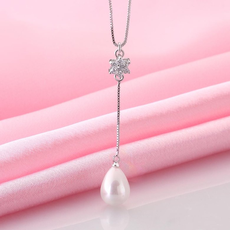 Wholesale Romantic Platinum Water Drop Pearl Necklace TGPP049 0