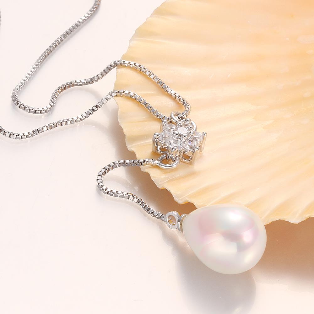 Wholesale Romantic Platinum Water Drop Pearl Necklace TGPP049 2