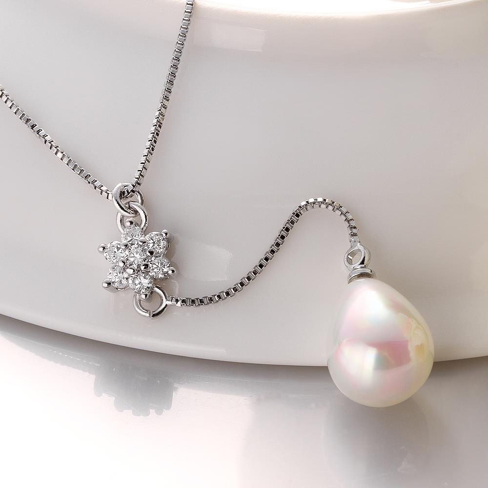 Wholesale Romantic Platinum Water Drop Pearl Necklace TGPP049 3