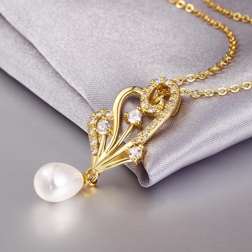 Wholesale Classic 24K Gold Bowknot Pearl Necklace TGPP054 1