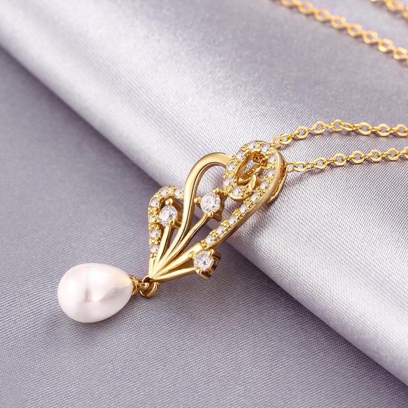 Wholesale Classic 24K Gold Bowknot Pearl Necklace TGPP054 6