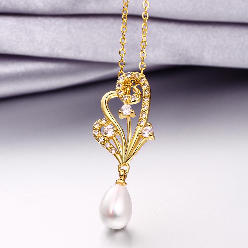 Wholesale Classic 24K Gold Bowknot Pearl Necklace TGPP054 7