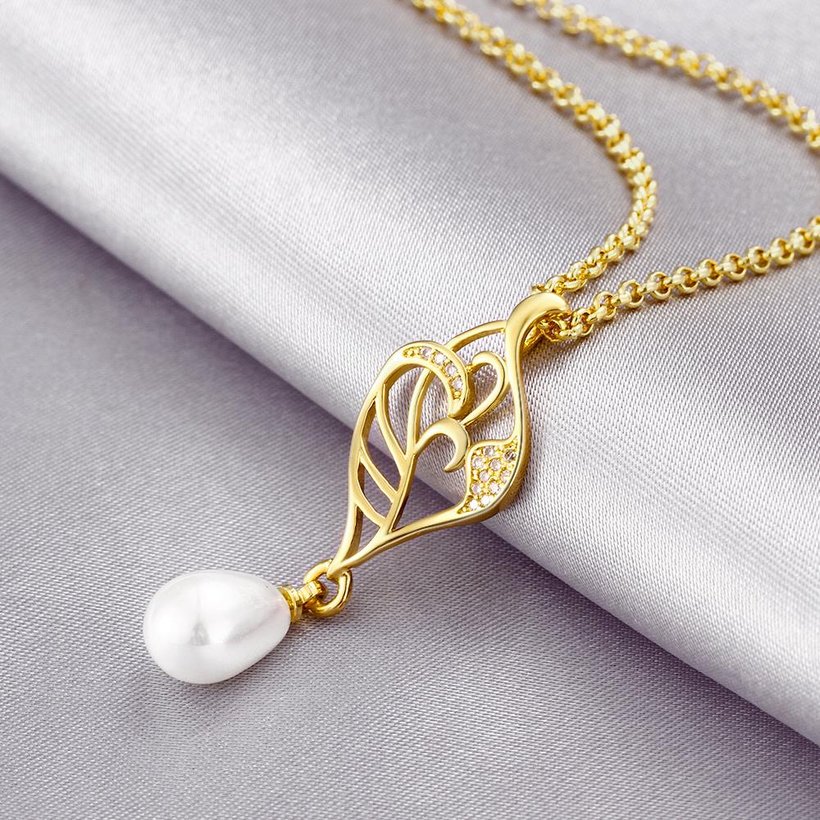 Wholesale Classic 24K Gold Plant Pearl Necklace TGPP055 3