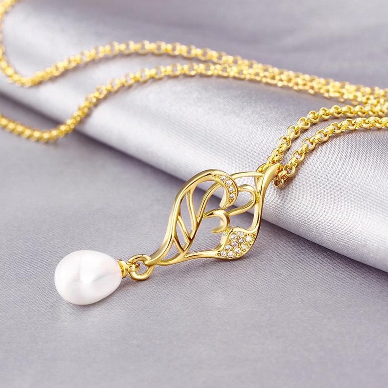 Wholesale Classic 24K Gold Plant Pearl Necklace TGPP055 4