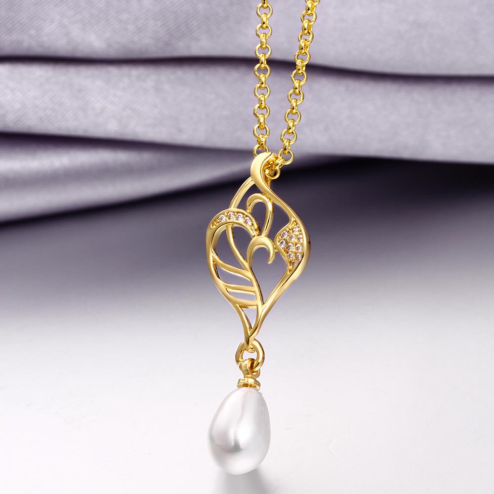 Wholesale Classic 24K Gold Plant Pearl Necklace TGPP055 5