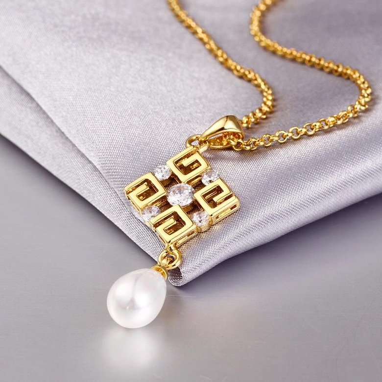 Wholesale Classic 24K Gold Geometric Pearl Necklace TGPP056 4
