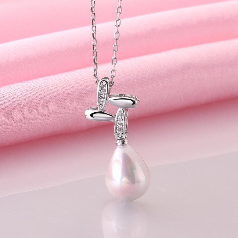 Wholesale Trendy Platinum Water Drop Pearl Pendants TGPP032 0