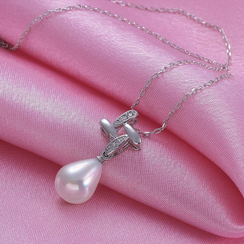 Wholesale Trendy Platinum Water Drop Pearl Pendants TGPP032 1