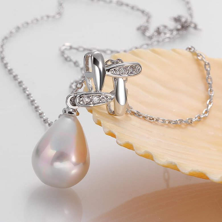 Wholesale Trendy Platinum Water Drop Pearl Pendants TGPP032 2