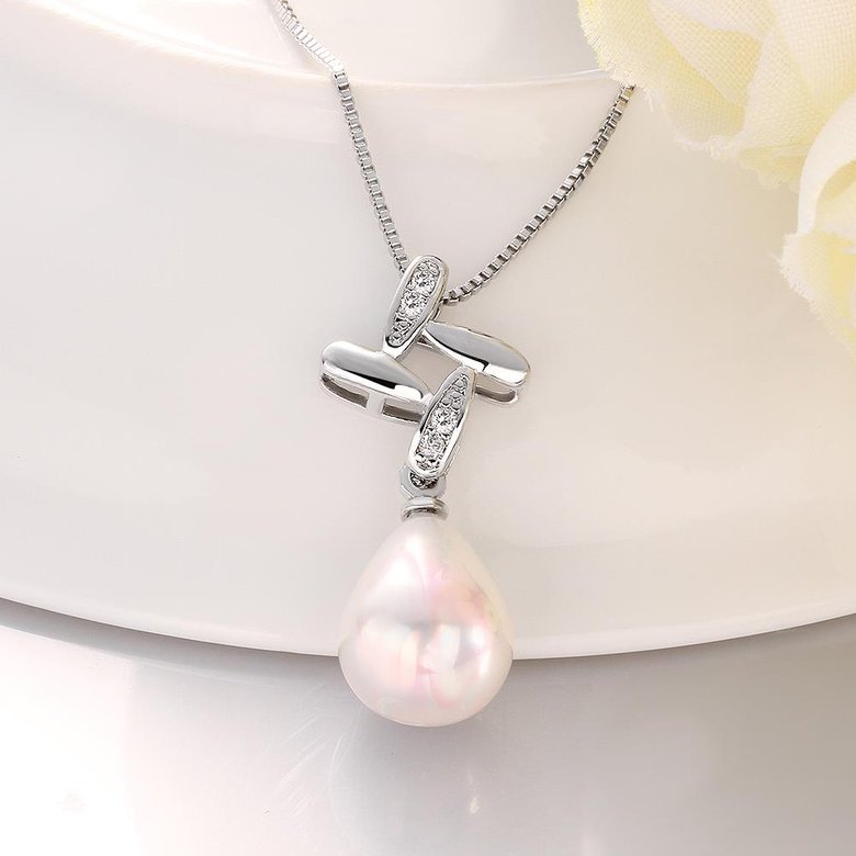 Wholesale Trendy Platinum Water Drop Pearl Pendants TGPP032 3