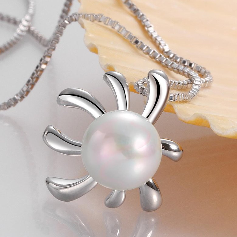 Wholesale Trendy Platinum Round Pearl Pendants TGPP033 2