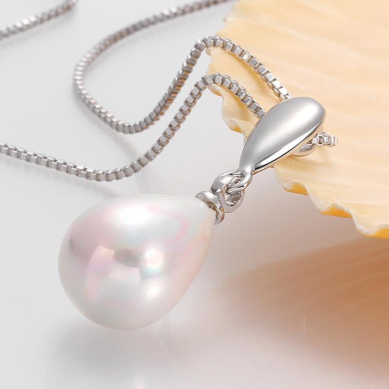 Wholesale Trendy Platinum Water Drop Pearl Pendants TGPP042 2