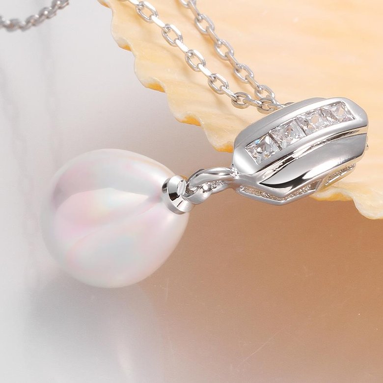 Wholesale Romantic Platinum Water Drop Pearl Pendants TGPP043 2