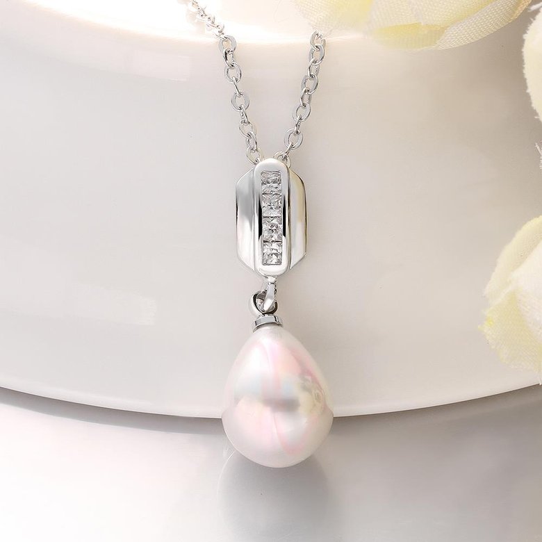 Wholesale Romantic Platinum Water Drop Pearl Pendants TGPP043 3