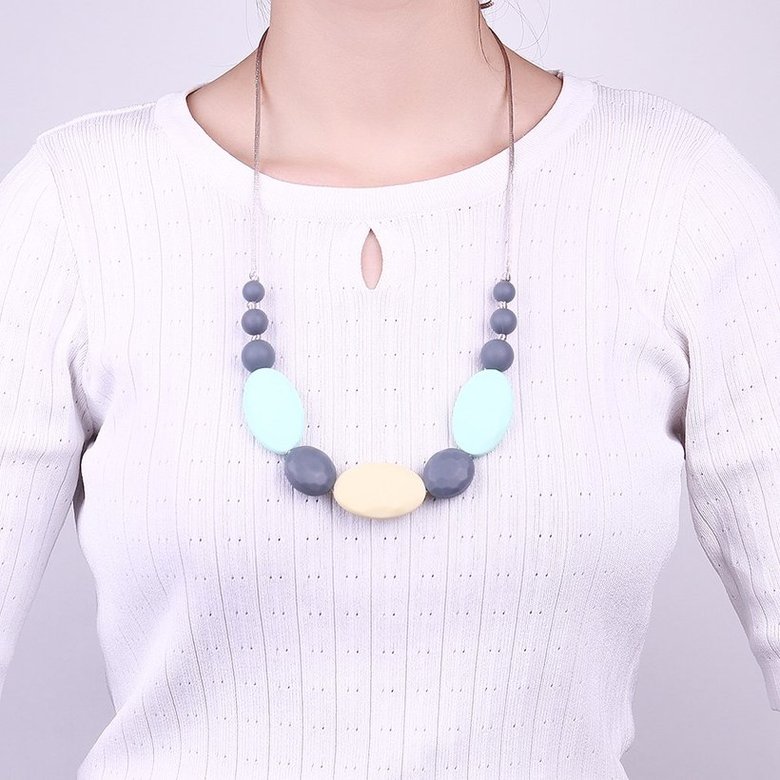 Wholesale Bohemia Geometric Silicone Colorful Necklace TGSN004 0