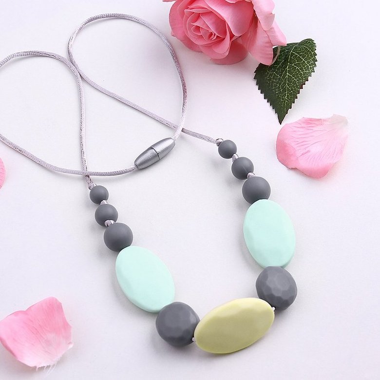 Wholesale Bohemia Geometric Silicone Colorful Necklace TGSN004 3