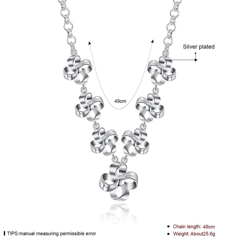 Wholesale Trendy Silver Bowknot CZ Necklace TGSPN483 0