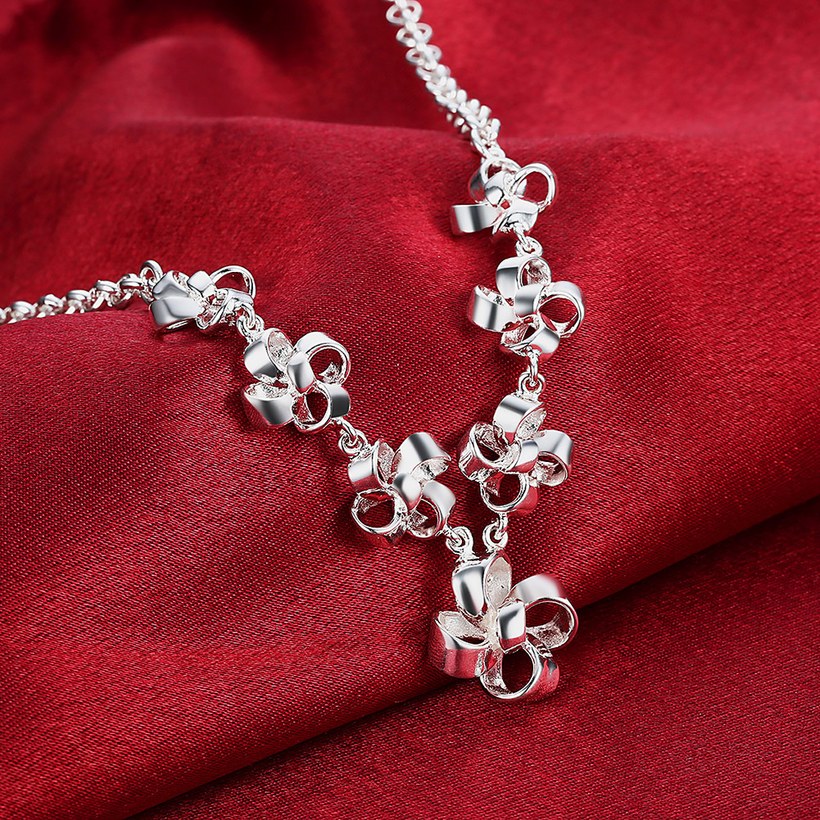 Wholesale Trendy Silver Bowknot CZ Necklace TGSPN483 3