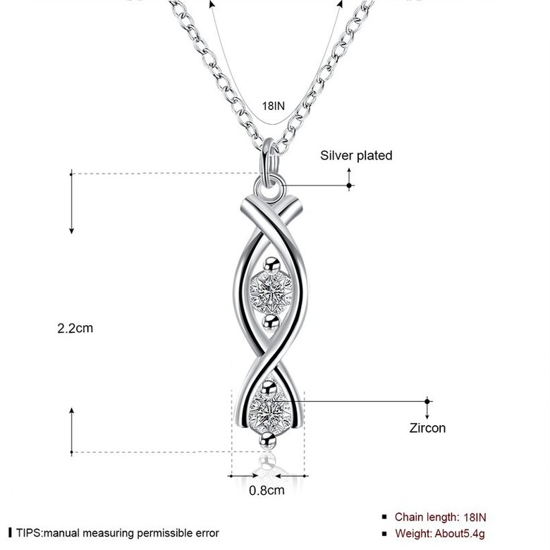 Wholesale Trendy Silver Geometric White CZ Necklace TGSPN508 0