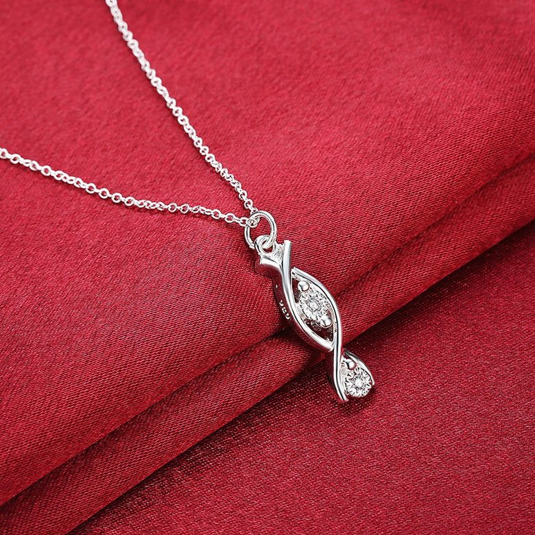 Wholesale Trendy Silver Geometric White CZ Necklace TGSPN508 2