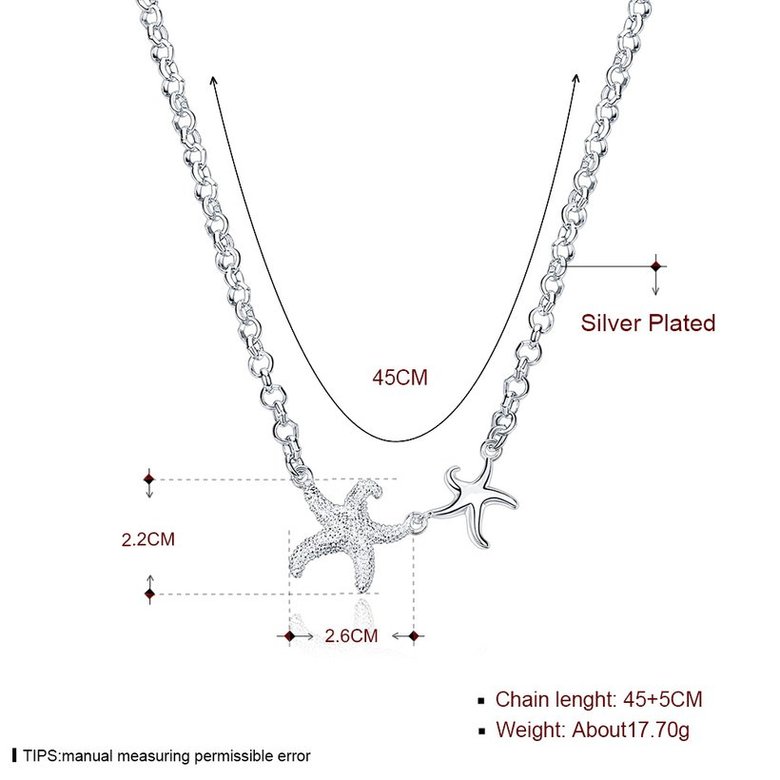 Wholesale Trendy Silver 2 Starfish Animal Necklace TGSPN531 0