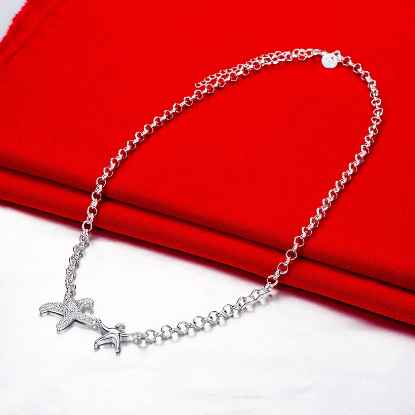 Wholesale Trendy Silver 2 Starfish Animal Necklace TGSPN531 1