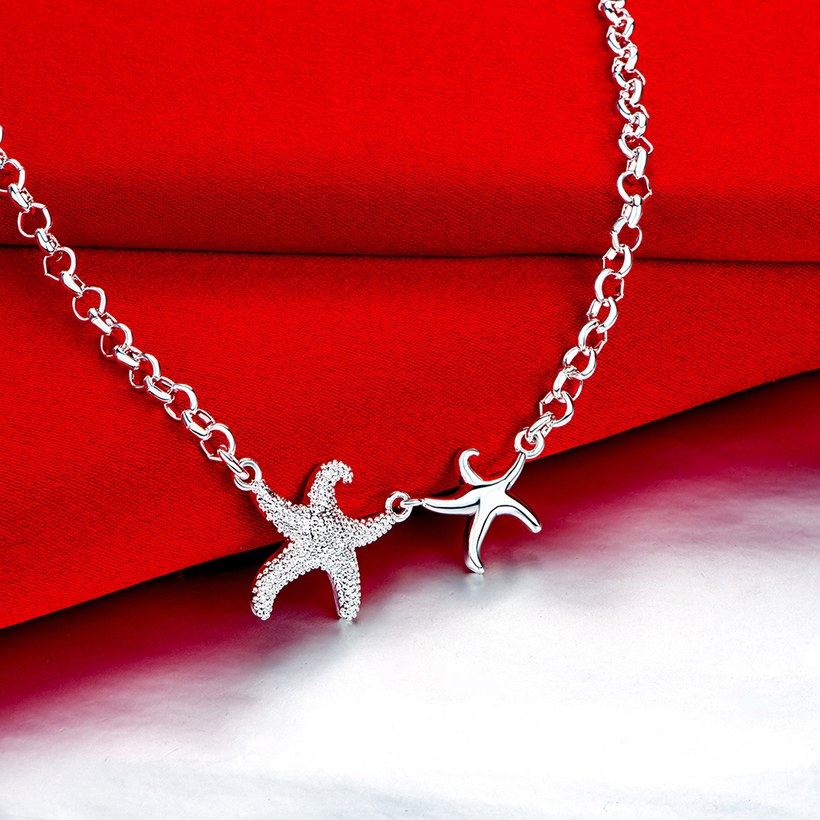 Wholesale Trendy Silver 2 Starfish Animal Necklace TGSPN531 2