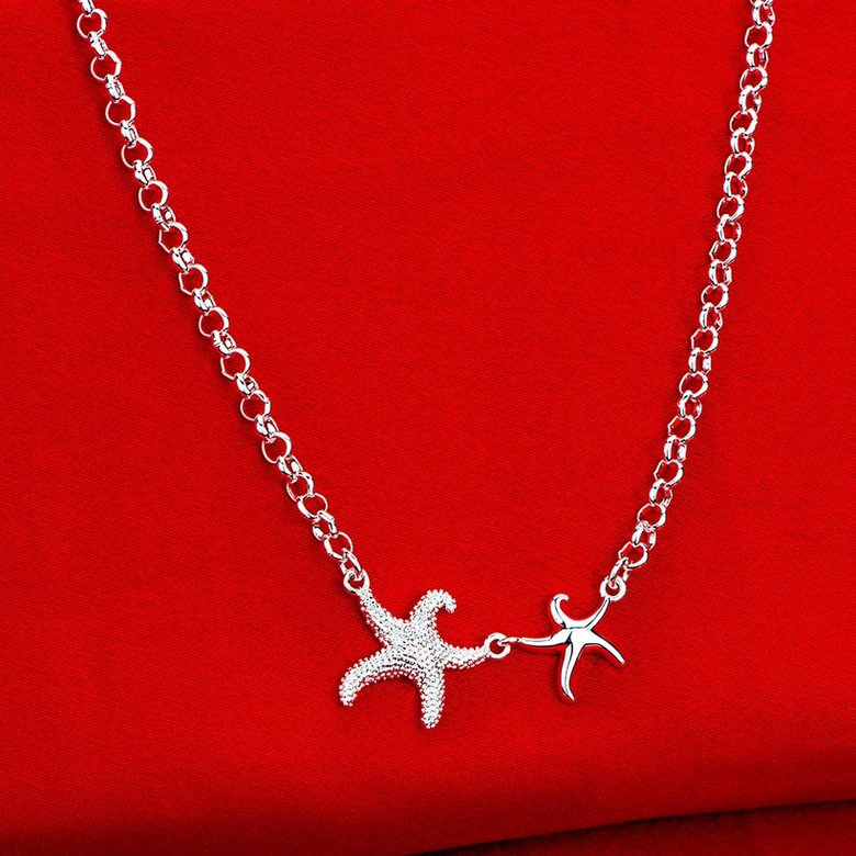 Wholesale Trendy Silver 2 Starfish Animal Necklace TGSPN531 3