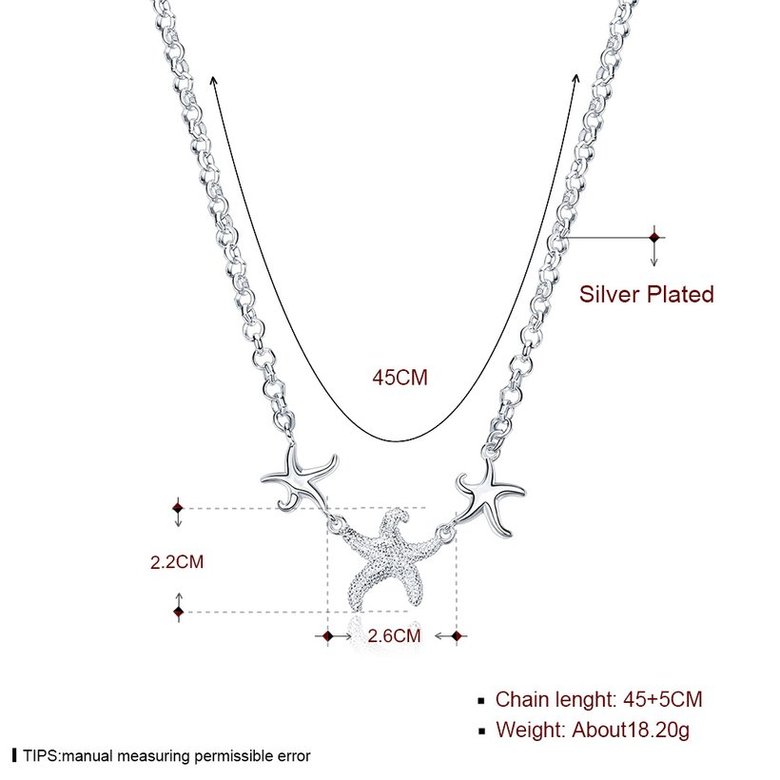 Wholesale Trendy Silver 3 Starfish Animal Necklace TGSPN535 0