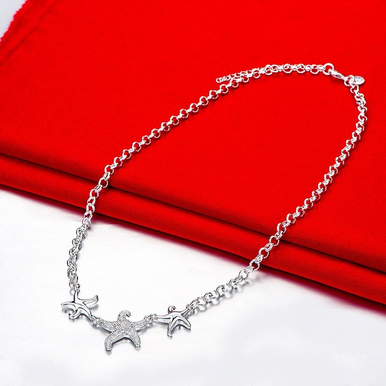 Wholesale Trendy Silver 3 Starfish Animal Necklace TGSPN535 1