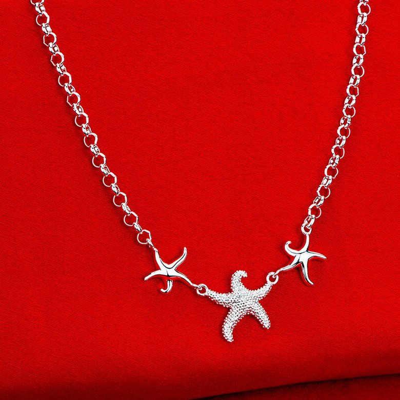 Wholesale Trendy Silver 3 Starfish Animal Necklace TGSPN535 3