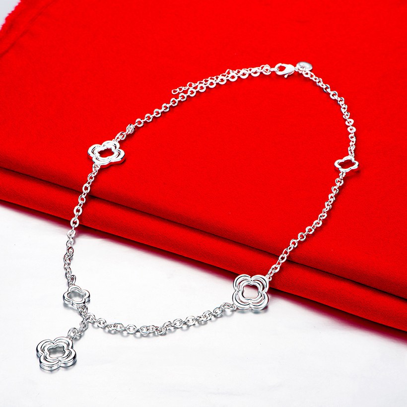 Wholesale Trendy Silver Plant Flower Necklace TGSPN543 1