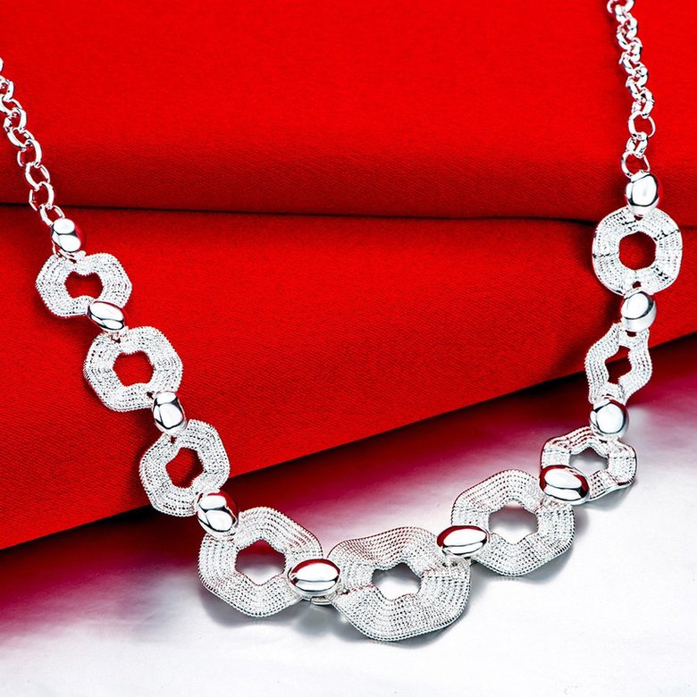 Wholesale Trendy Silver Geometric Wave Necklace TGSPN546 2