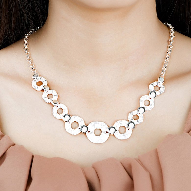 Wholesale Trendy Silver Geometric Wave Necklace TGSPN546 4