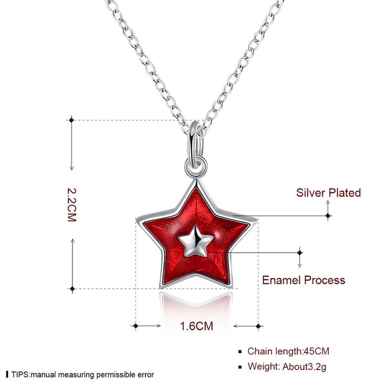 Wholesale Trendy Silver Red Star NecklaceChristmas Gift TGSPN579 0