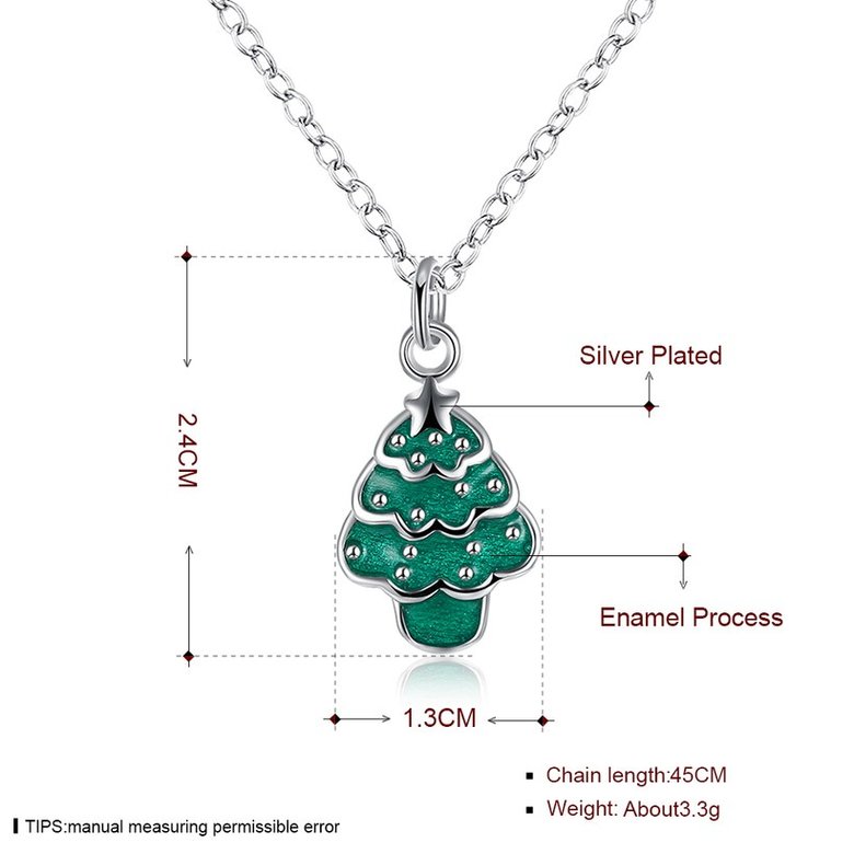 Wholesale Trendy Silver Green Tree NecklaceChristmas Gift TGSPN586 0